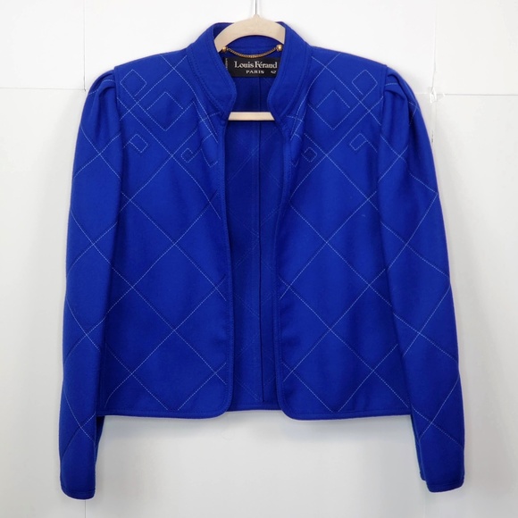 Vintage Louis Feraud Blue Wool Blazer Jacket Sz 42